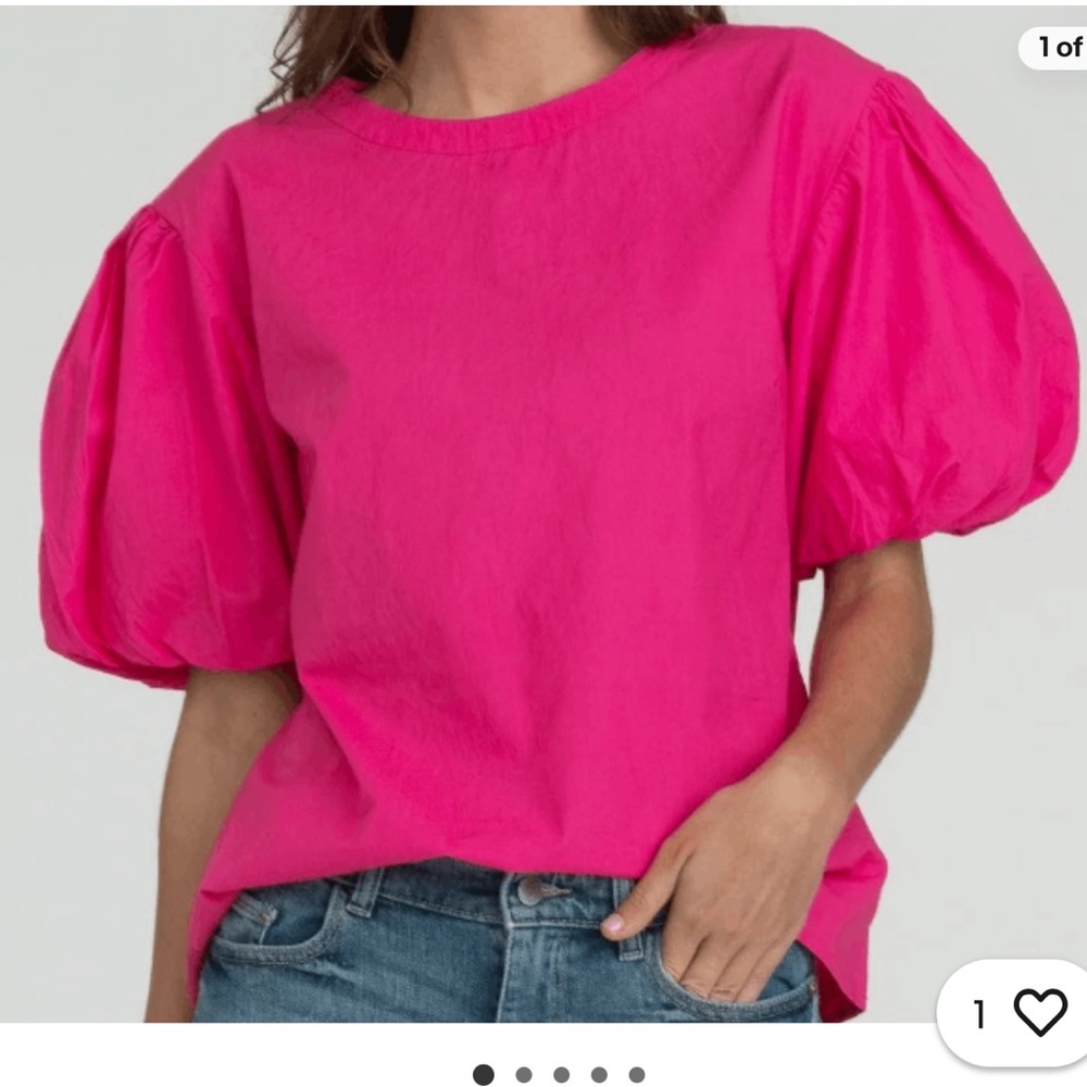 H&M Bright Pink Puff Sleeve Blouse